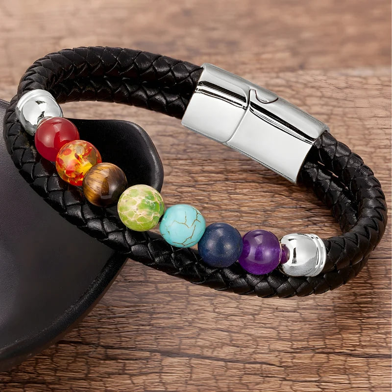 démo bracelet homme pierre et cuir