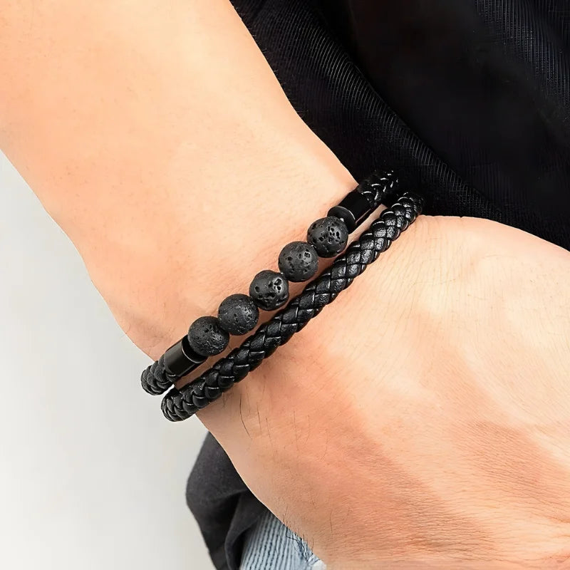 démo bracelet pierres naturelles cuir