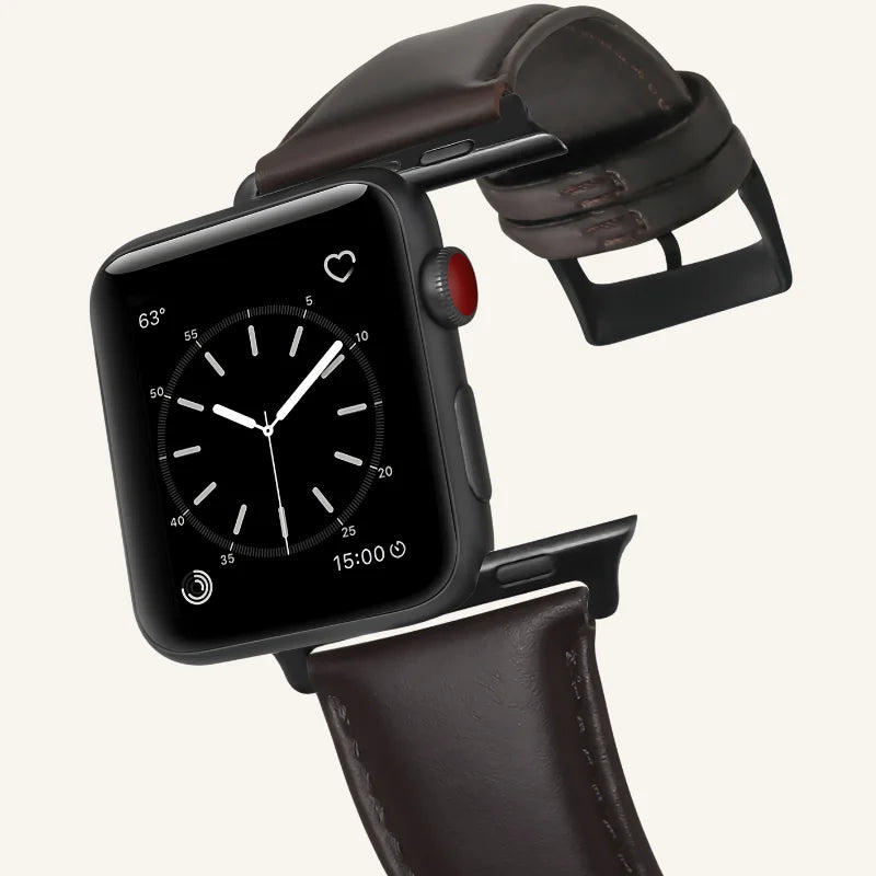fermeture bracelet cuir ciré pour Apple Watch