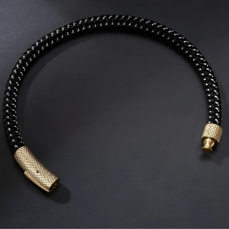 Bracelet cuir acier homme