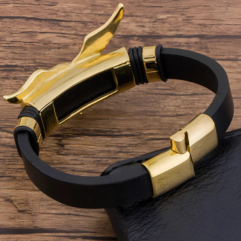 fermoir bracelet en cuir aigle
