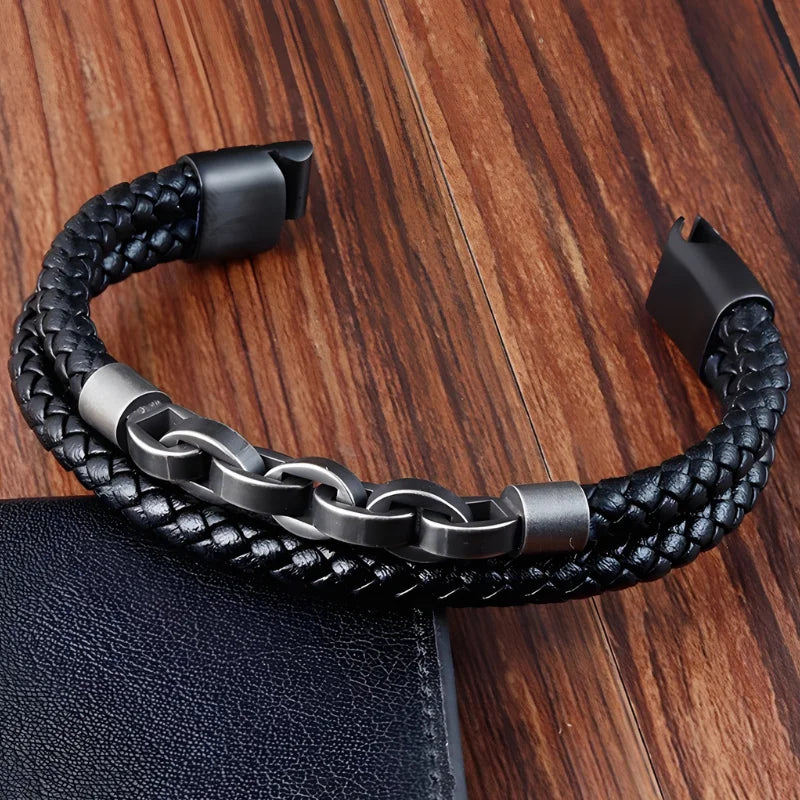 ouverture bracelet chaîne cuir