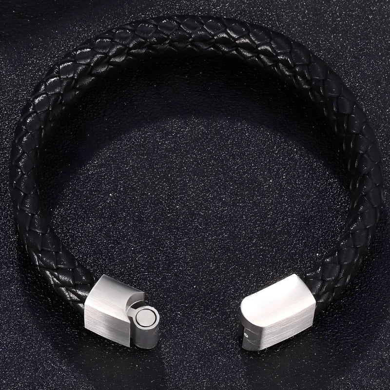 ouverture bracelet cuir tressé double