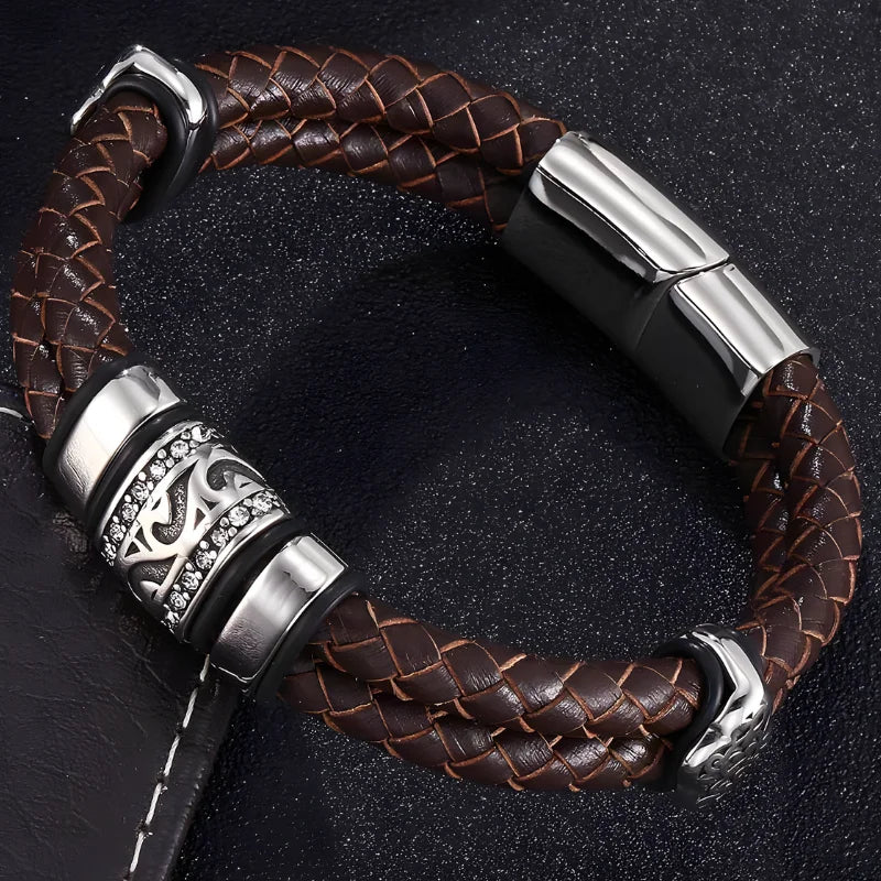 produit bracelet acier cuir Image
