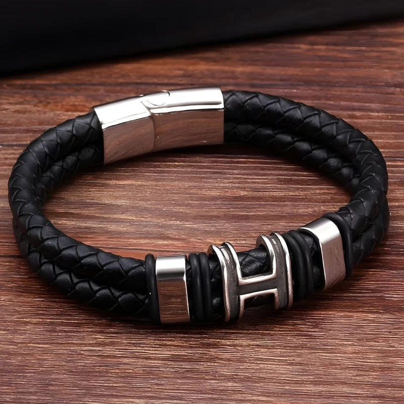 produit bracelet cuir double acier Image