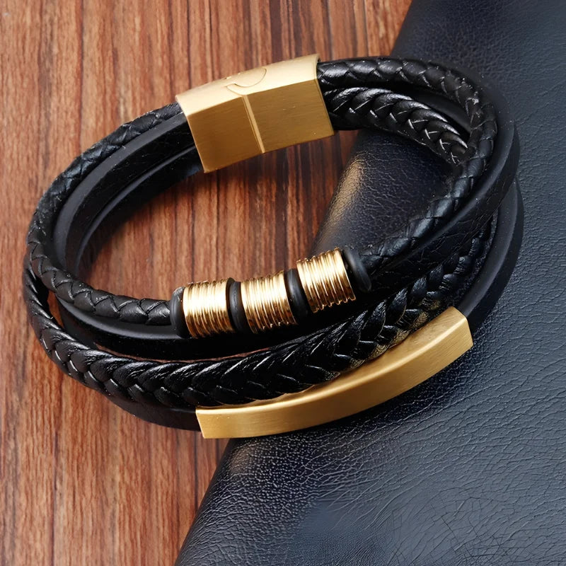 produit bracelet cuir et acier Image