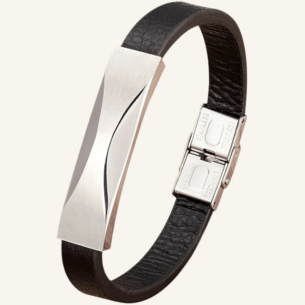 produit bracelet cuir et plaque acier Image